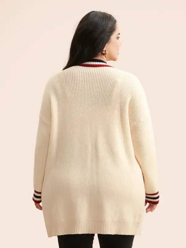 Supersoft Essentials Contrast Striped Drop Shoulder Cardigan