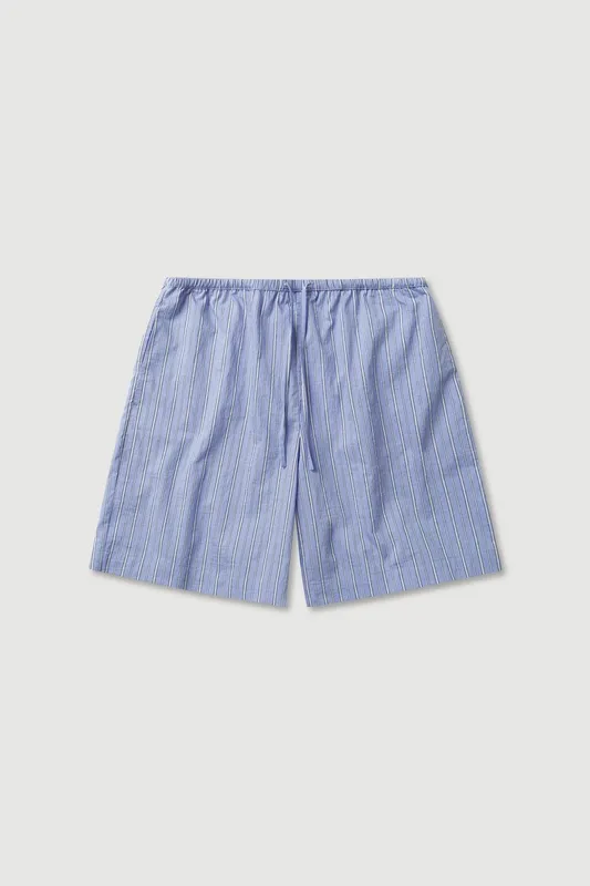 Blue & White Striped Drawstring Short
