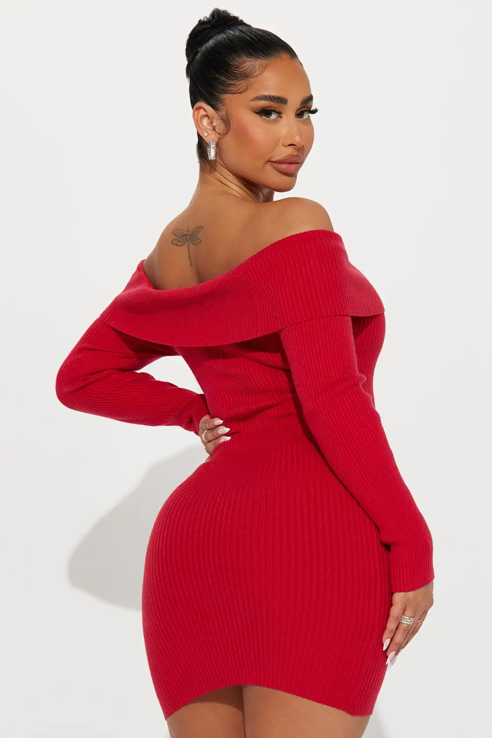 Violet Sweater Mini Dress - Red