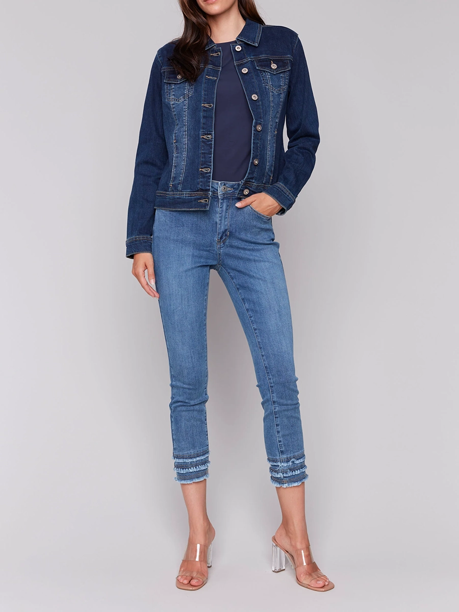 Trendy Stiff Cotton Denim Jacket
