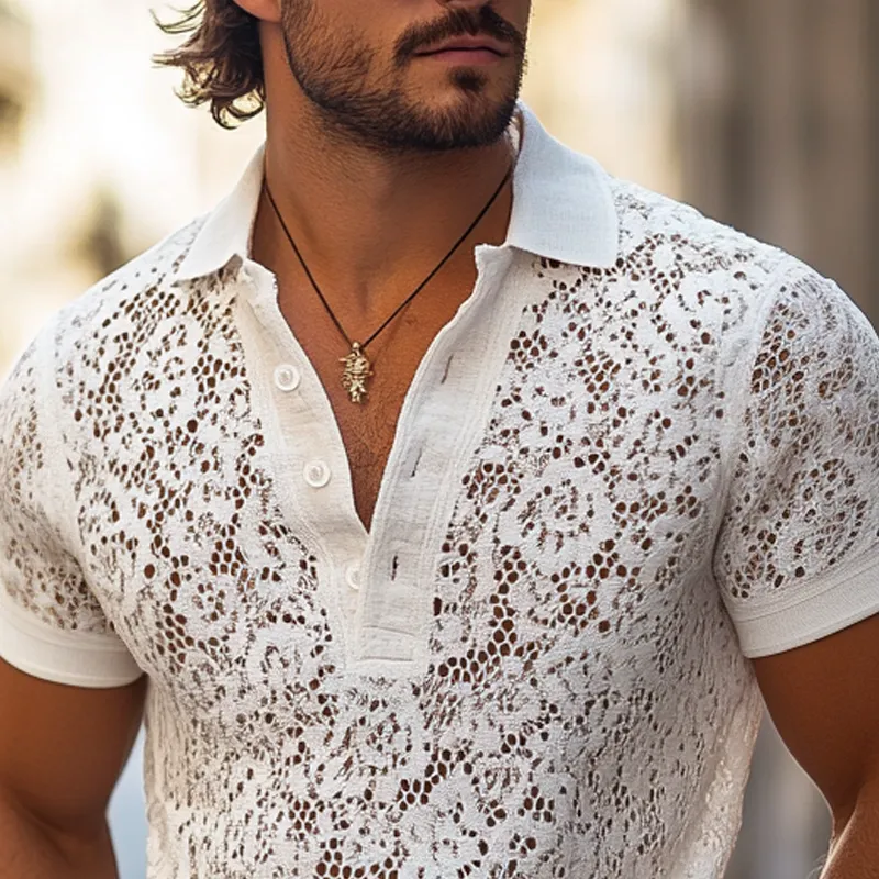 Short Sleeve Collared Knit Relaxed Fit Shirt