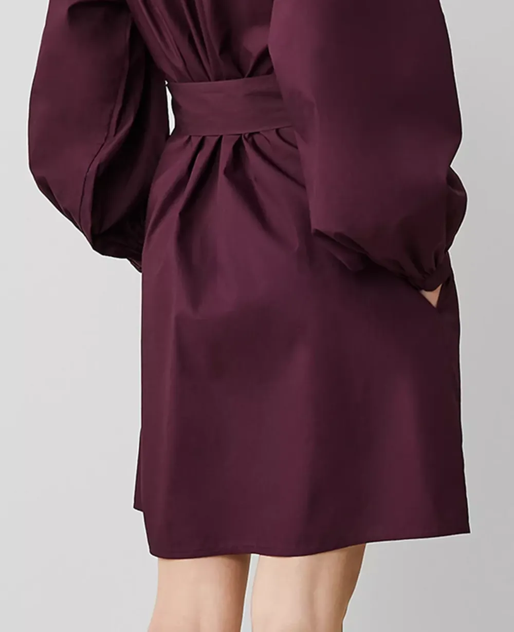 Cotton Stand Collar Shift Dress