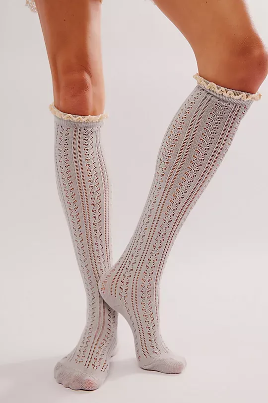 Lace Net Pointelle Tall Grey
