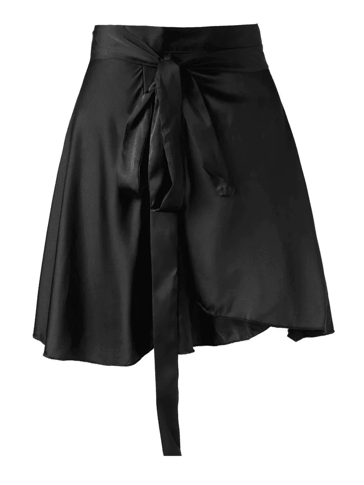 Satin Lace-Up Mini Skirt