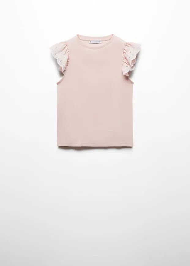 T-shirt with ruffled sleeves