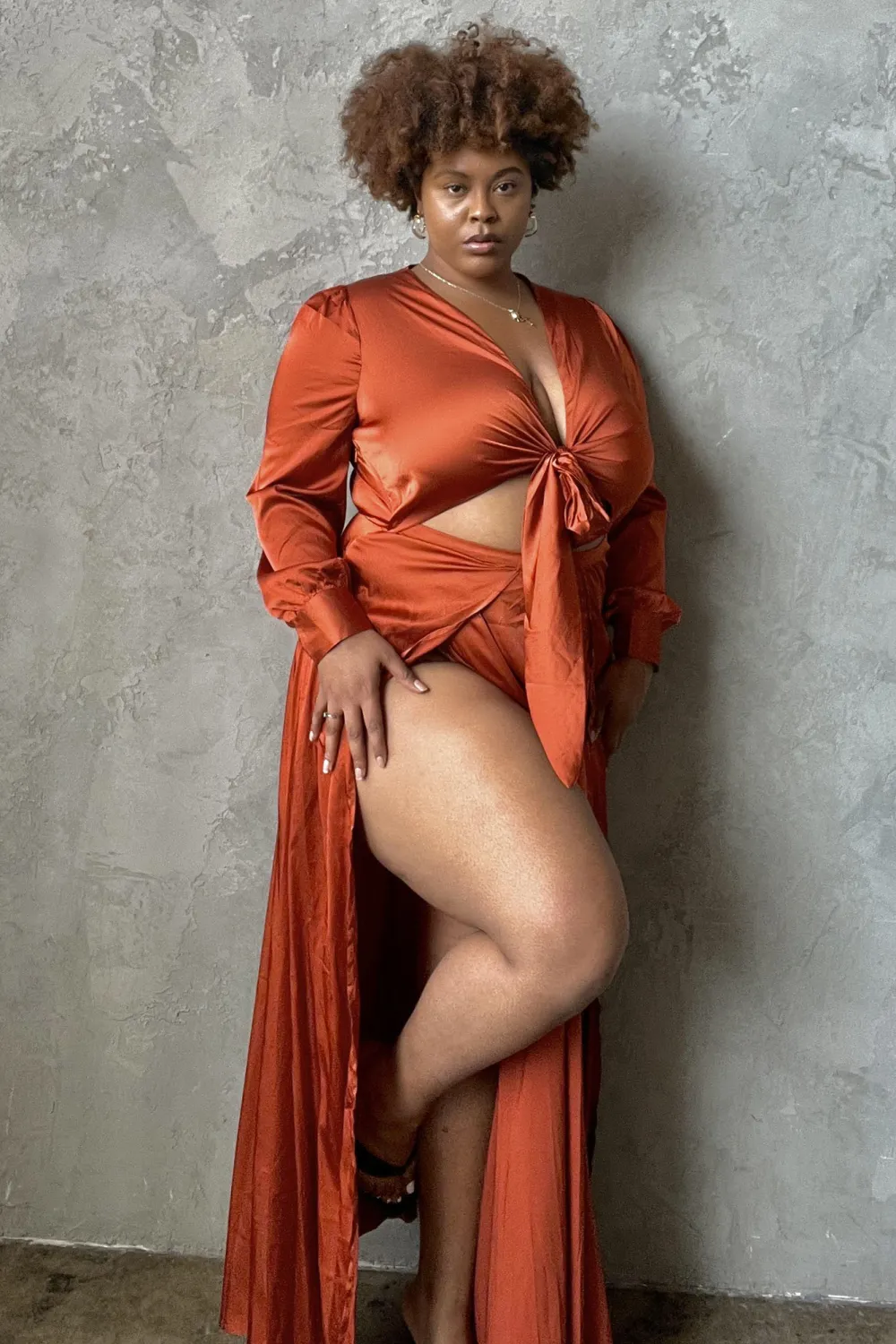 Entice Me Satin Maxi Dress - Bronze