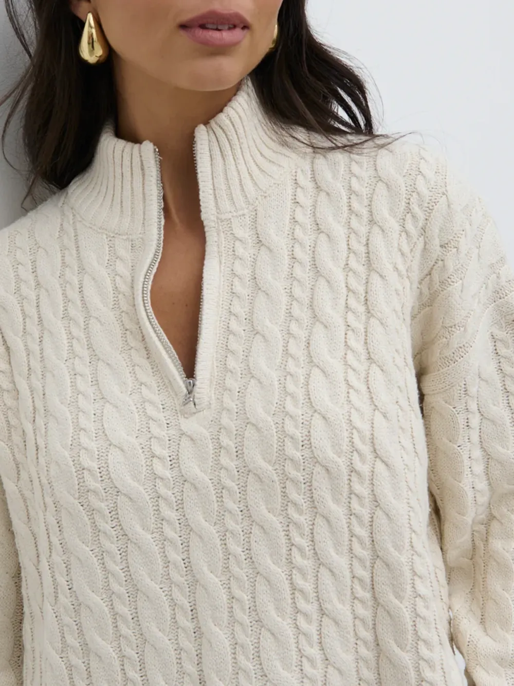 Zip Collared Knit Jumper