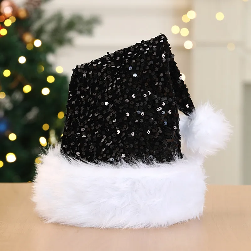 Christmas decorative hat, double-layered sequined hat, Shanghai-style beanie, extra thick long beanie, 32*45CM