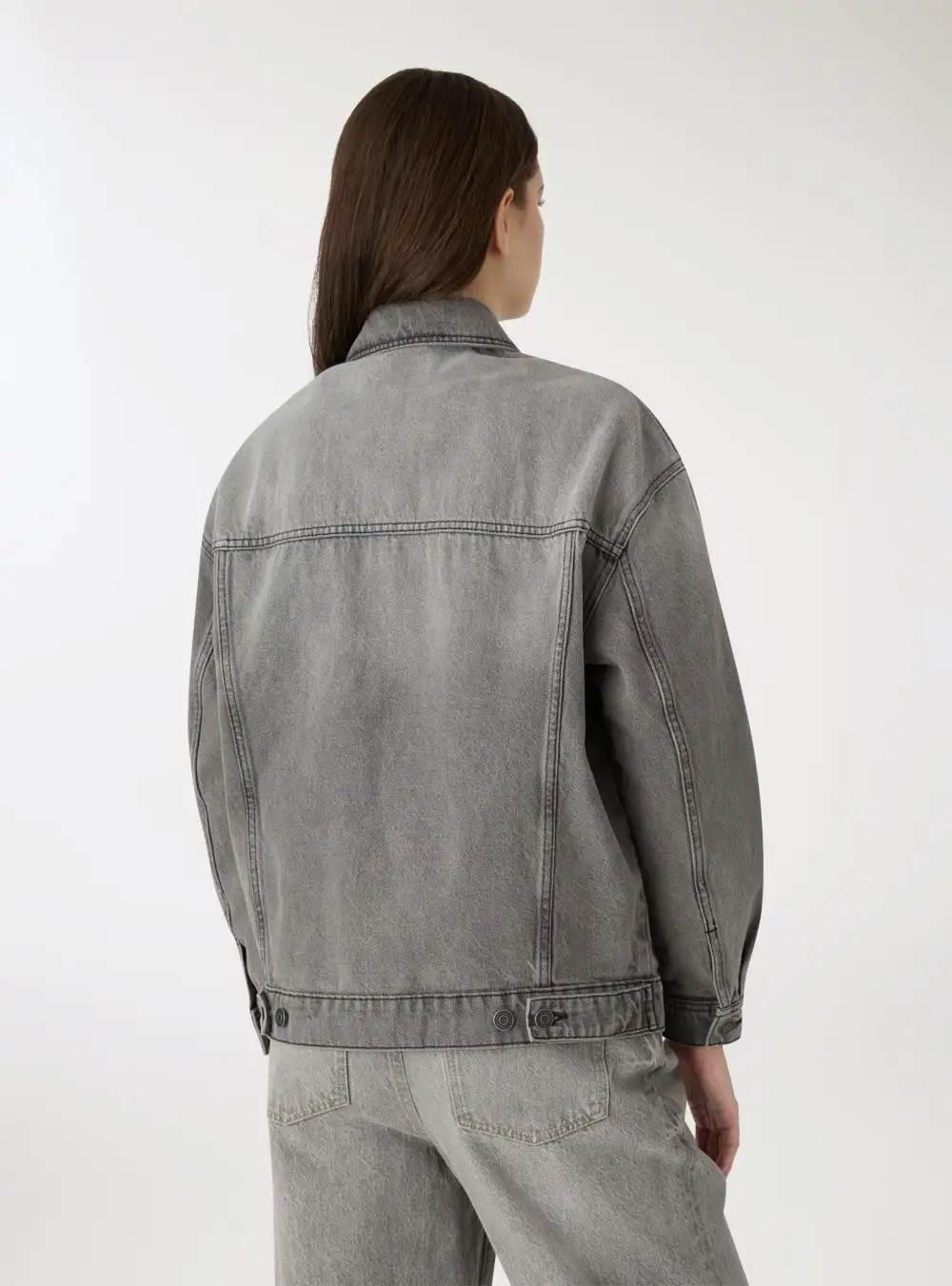 Faded Oversized Denim Utility Jacket