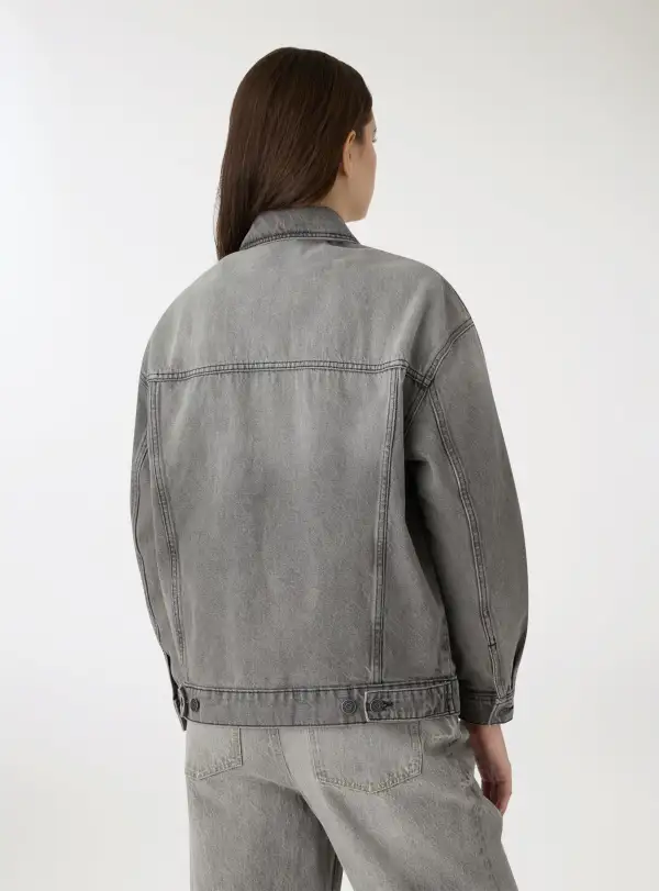 Faded Oversized Denim Utility Jacket