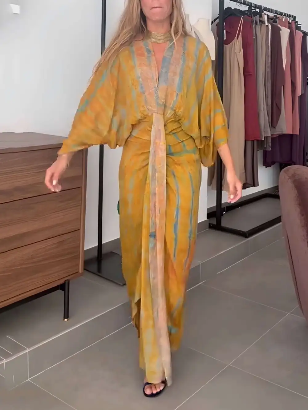 Bohemian Tie Dye Print Maxi Dress