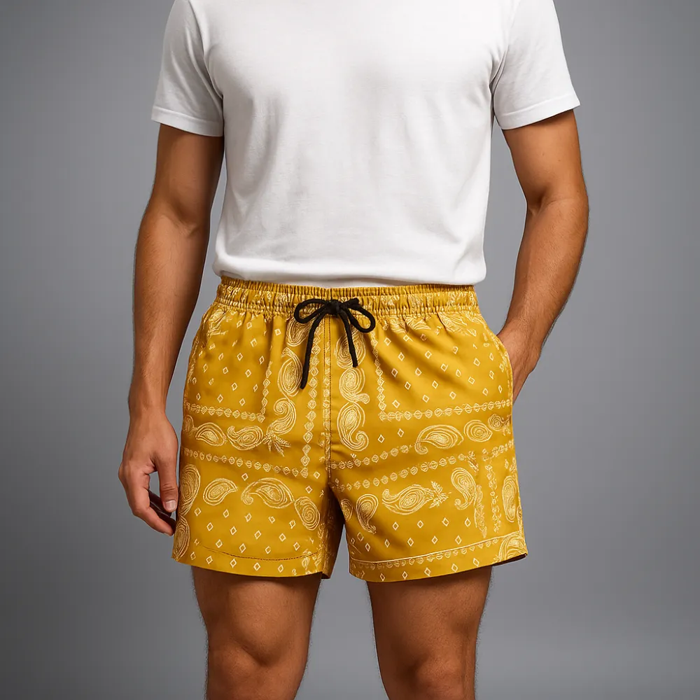 Men's Paisley Print Athletic Shorts