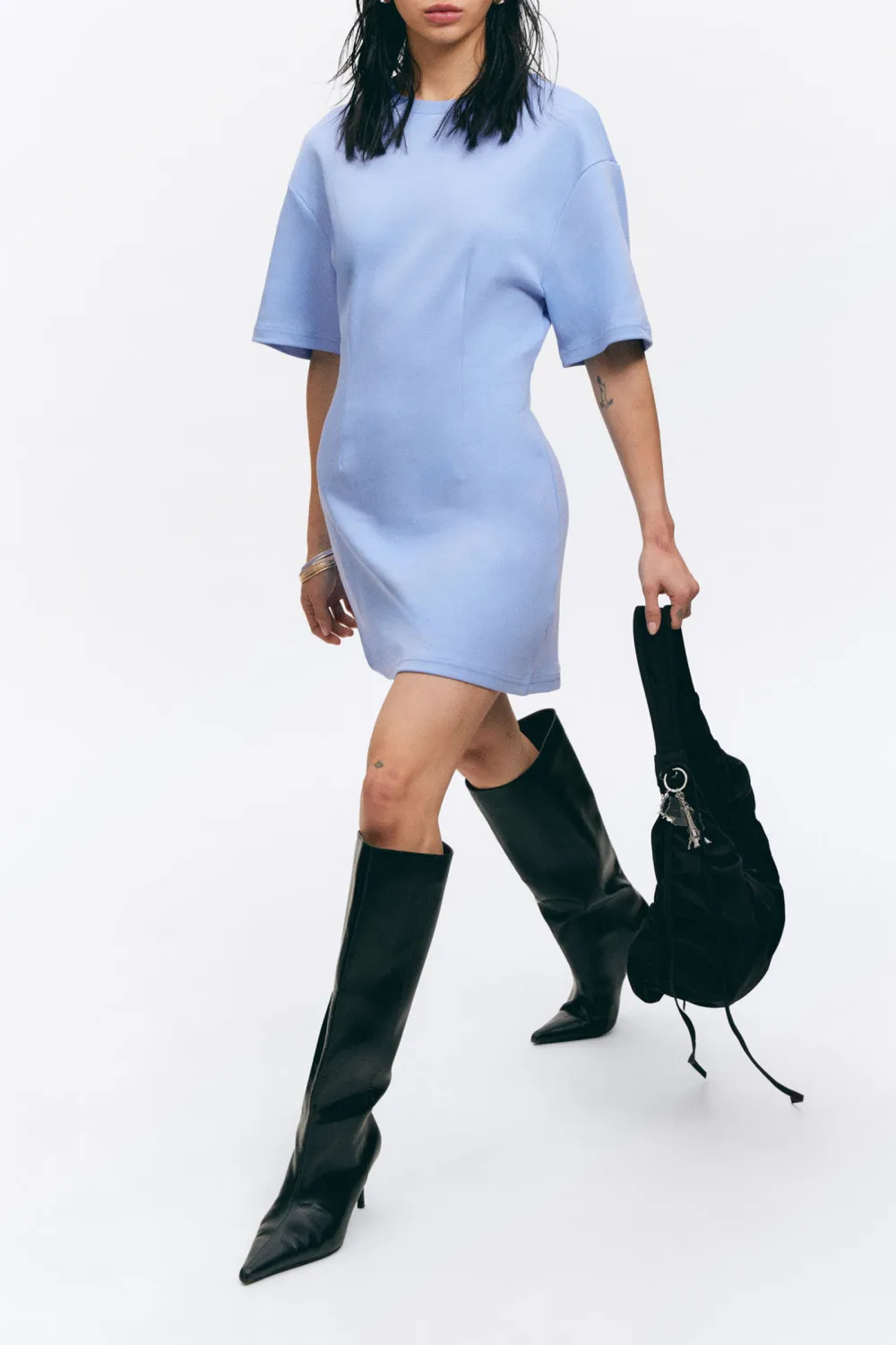 Drop Shoulder Half Sleeve Dress