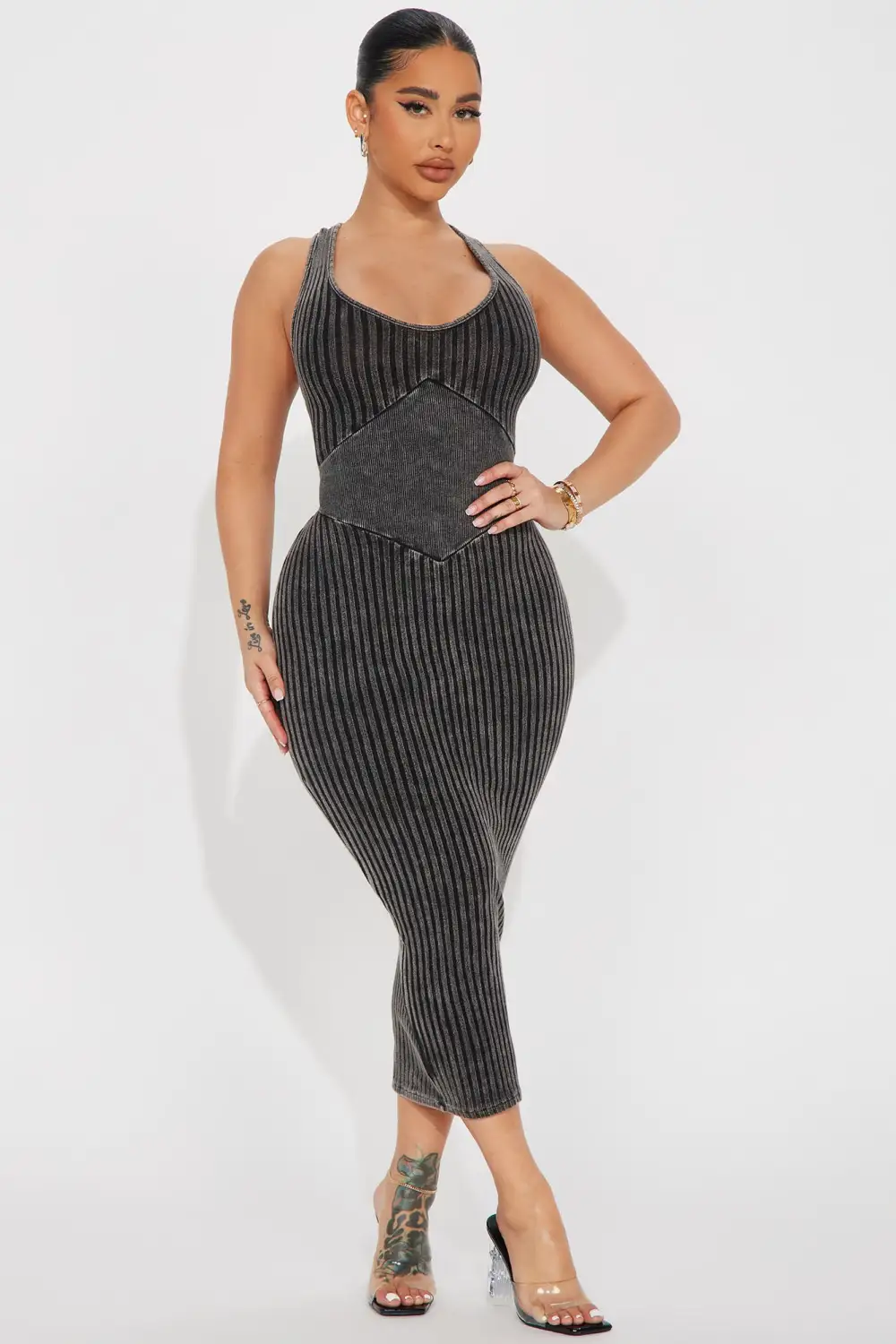 Shirely Mineral Wash Maxi Dress - Grey