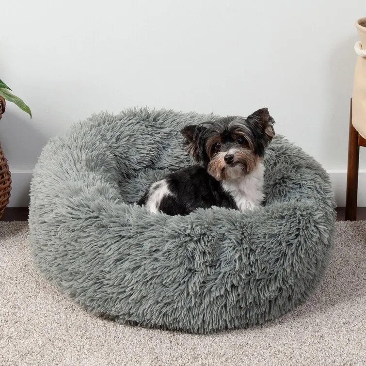 Calming Cuddler Long Fur Donut Bed