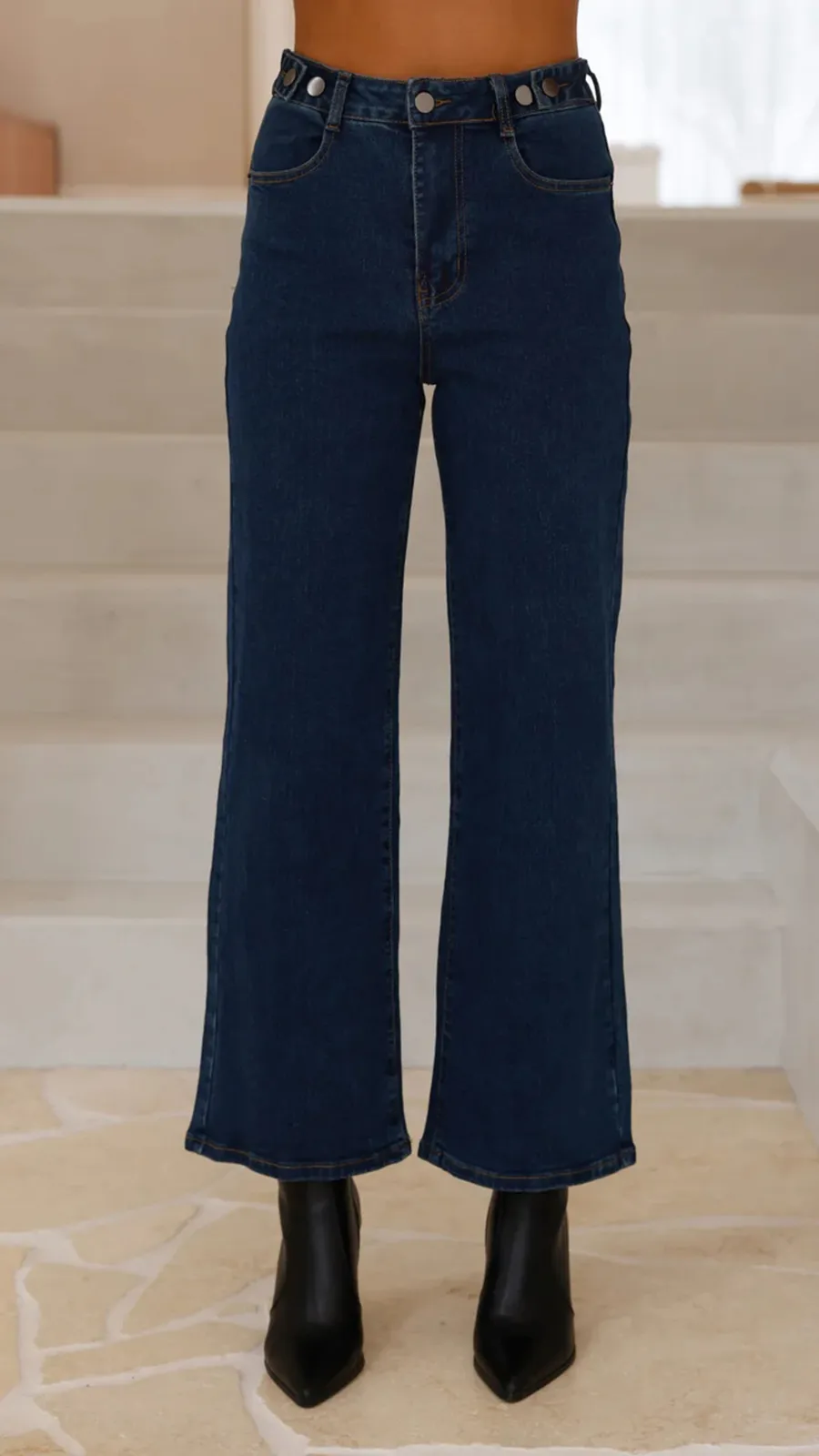 Adjustable Button Waist Jeans