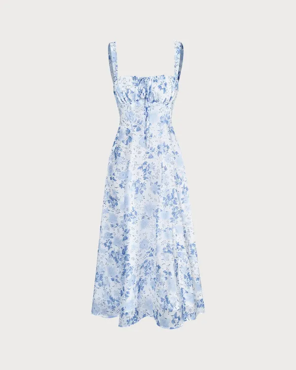 Ruched Design Powder Blue Dress