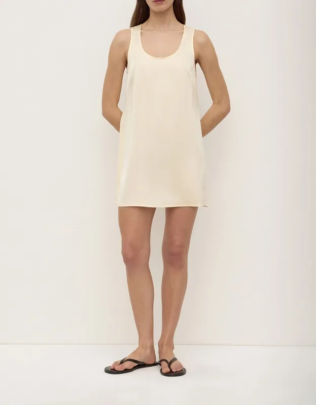 Sorbet Silk Scoop-Neck Mini Dress