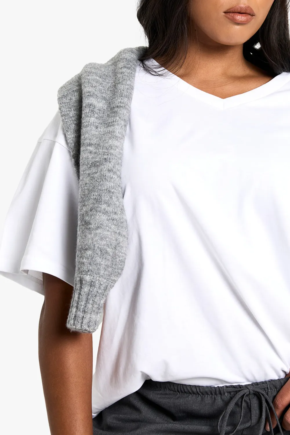 Cotton Oversized Boyfriend Style White Short-Sleeved