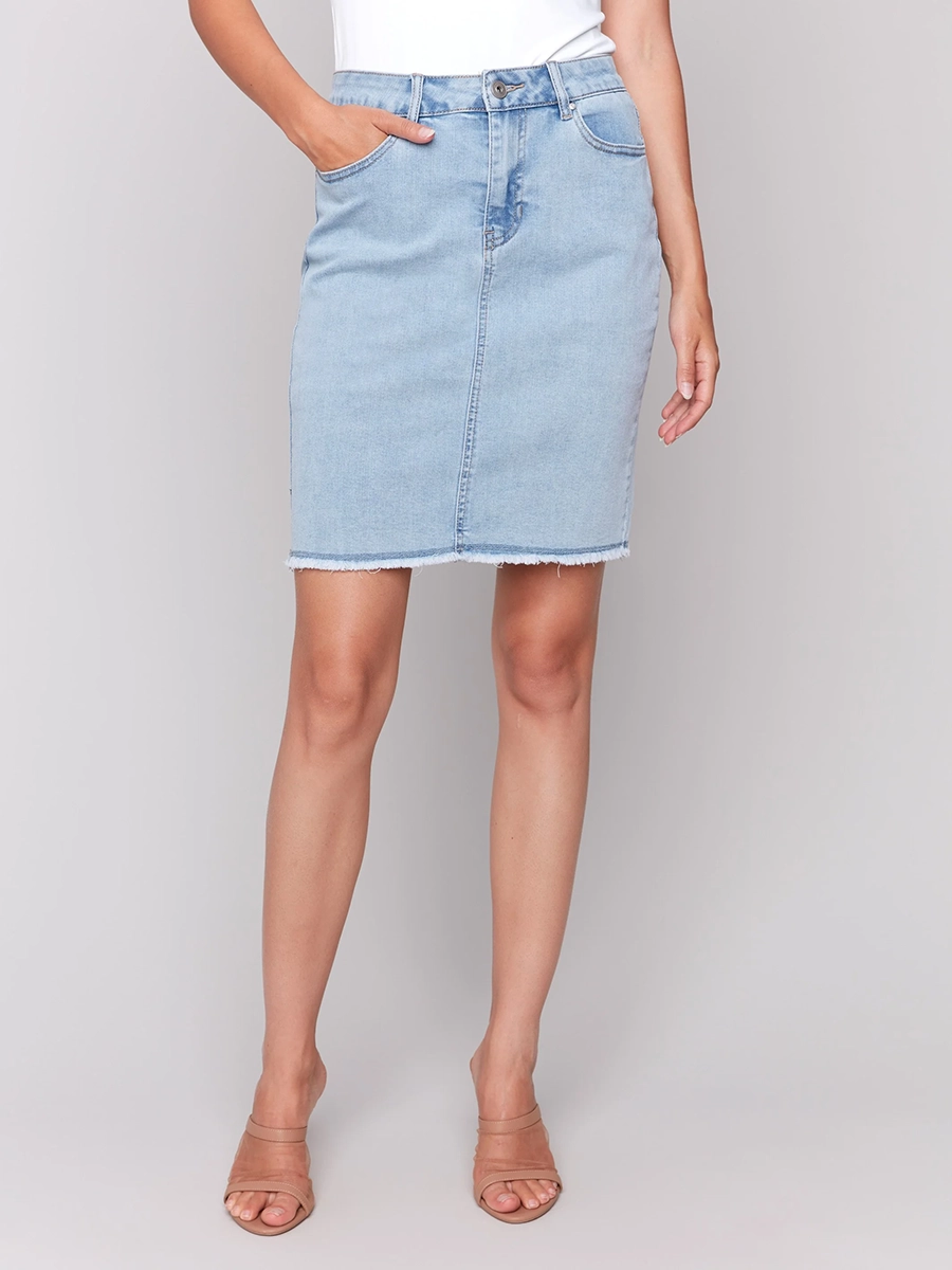 Stretch Slim Fit Basic Denim Skirt