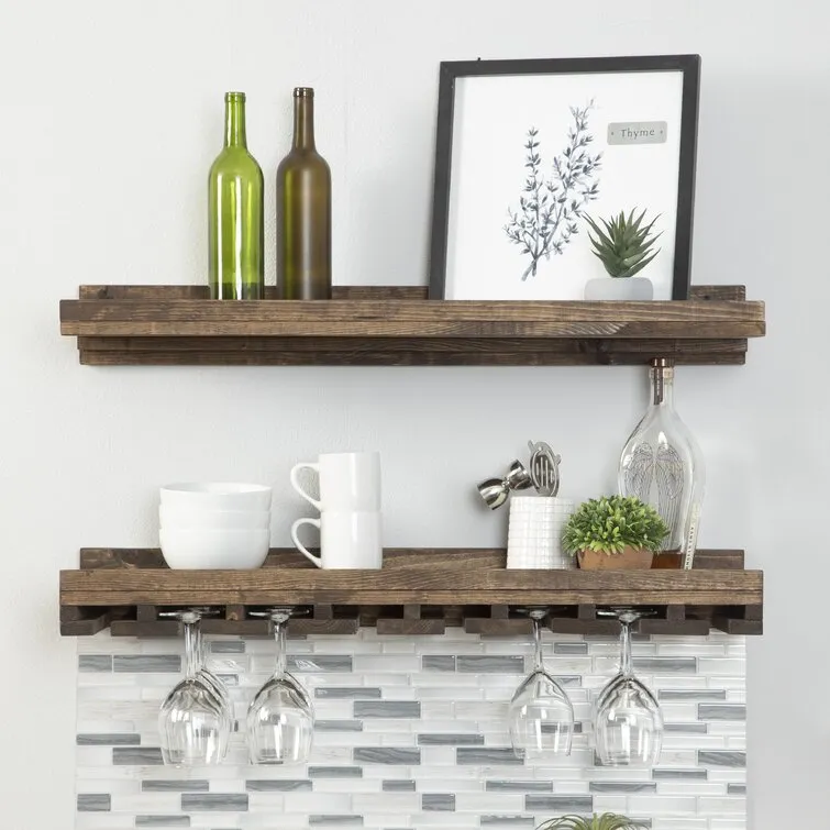 Catalin Solid Wood Wall Mounted Wine Glass Rack