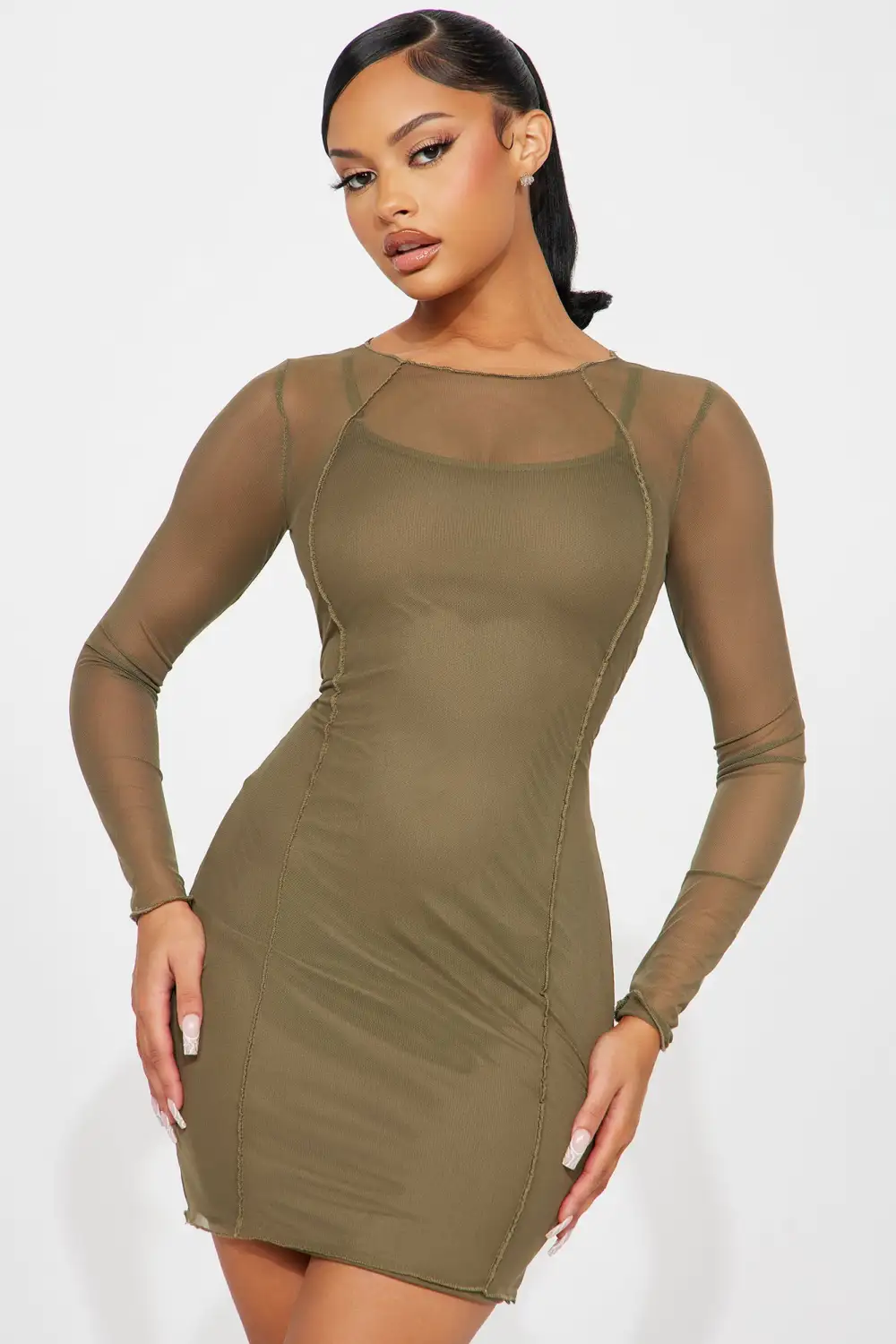 Feeling Fun Mesh Mini Dress - Green