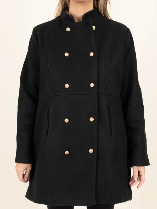 Black Double Breasted Split Design Jacket