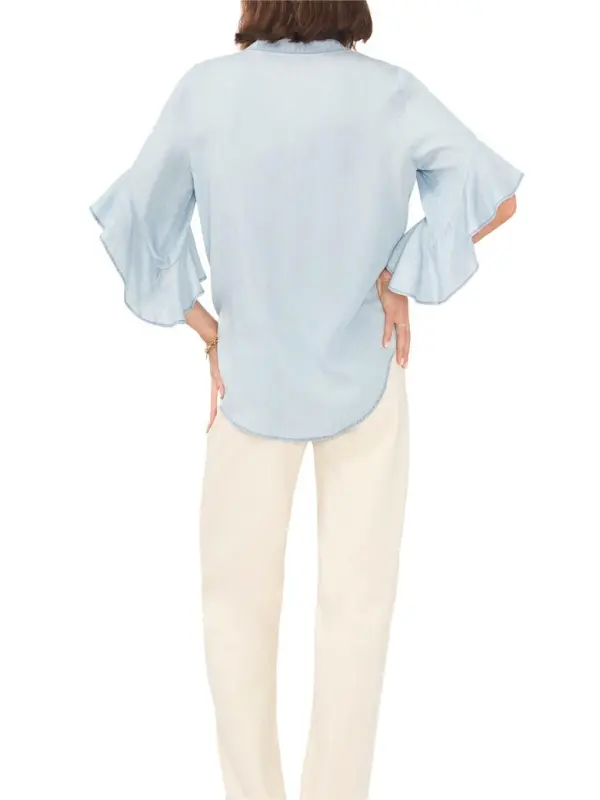 Pintuck Flutter Sleeve Blouse