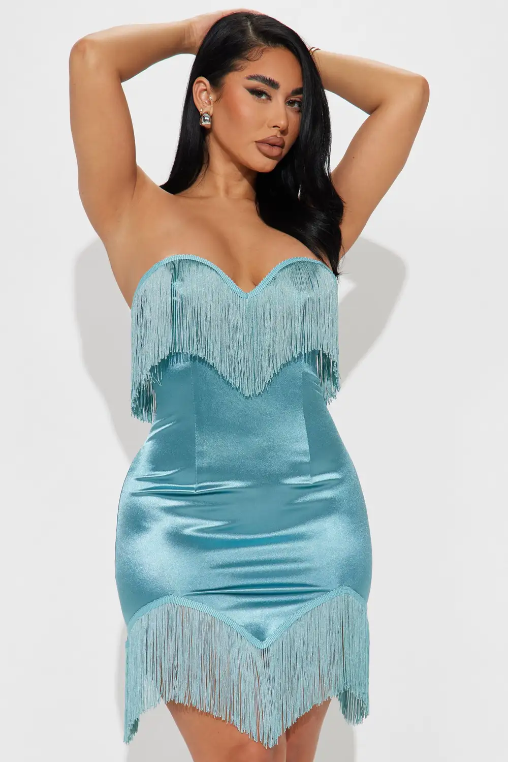 Gwen Fringe Mini Dress - Teal
