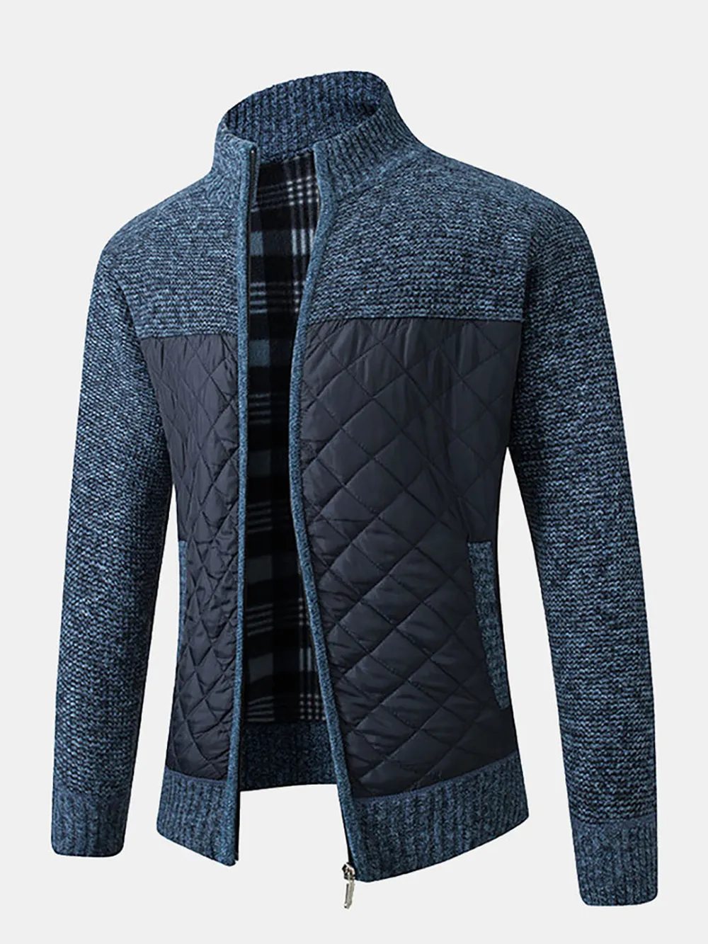 Quilted Patchwork Zip Up Cardigan