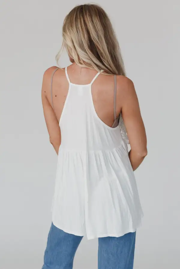 Lace Splicing Flowy Tank Top