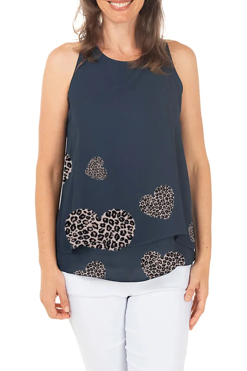 Draped Overlay Sleeveless Blouse