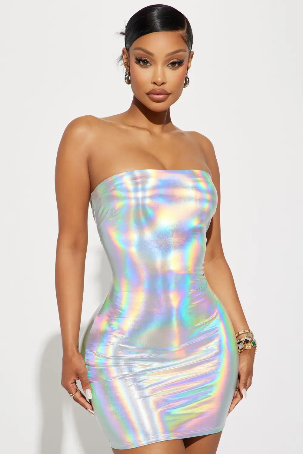Sleek Look Mini Dress - Silver