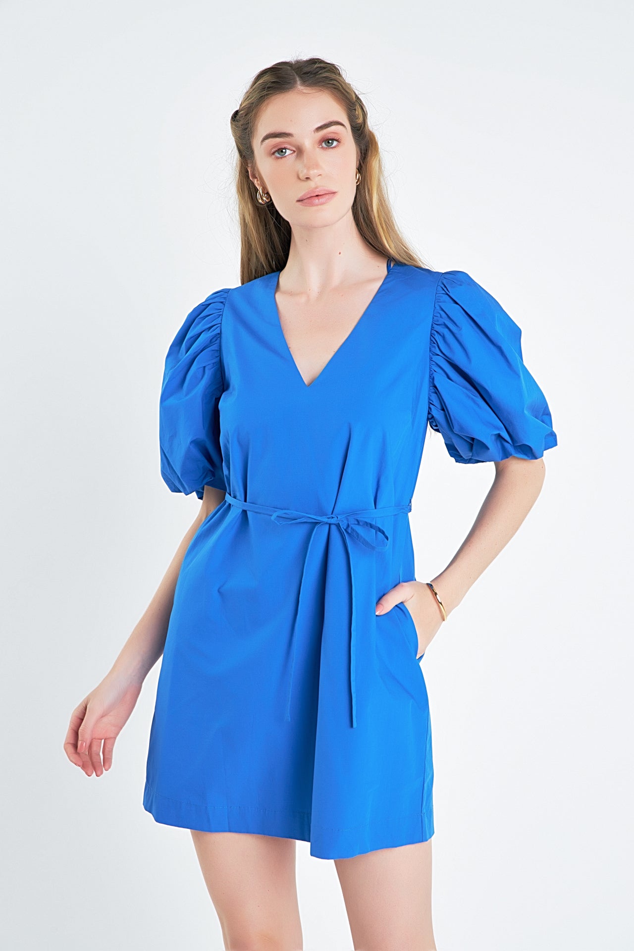 Puff Sleeve A-line Shift Mini Dress