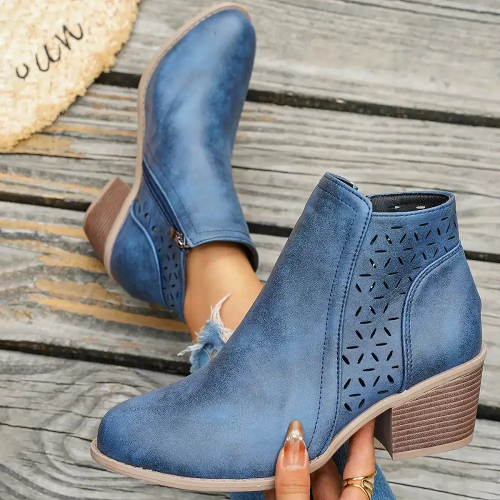 Refined Round Toe Block Heel Boots