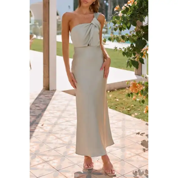 Knotted Single Shoulder Maxi Dress