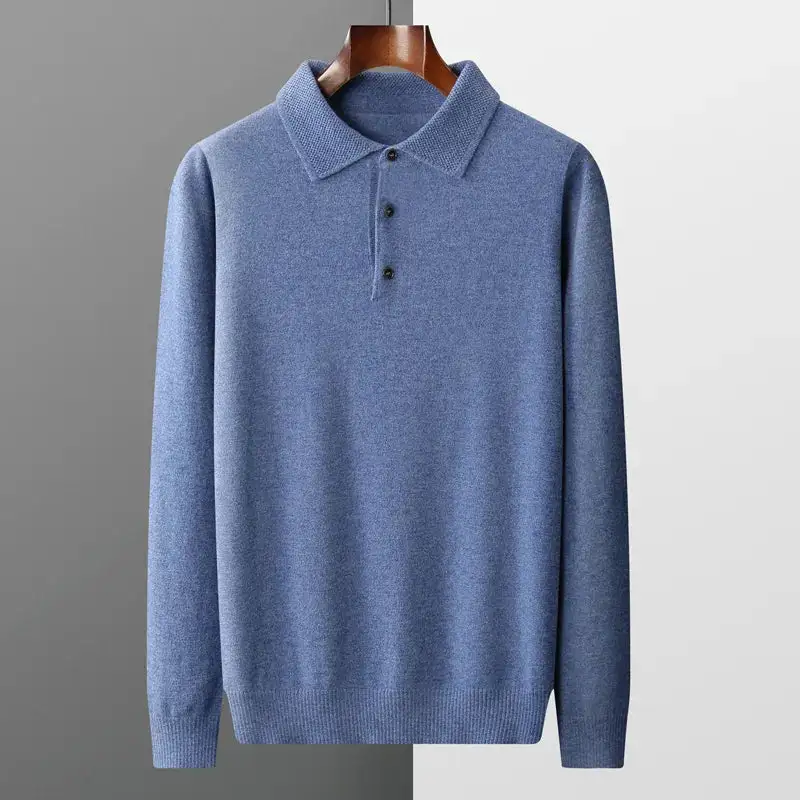 Wool Blend Long Sleeve Polo