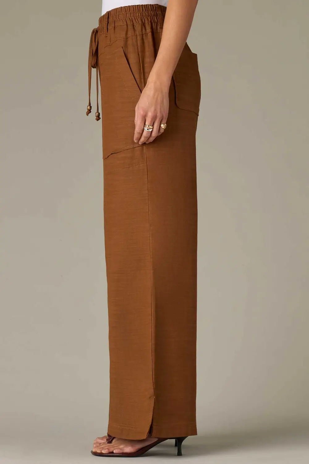  V-yoke Side Panel Wide Leg Pants Self