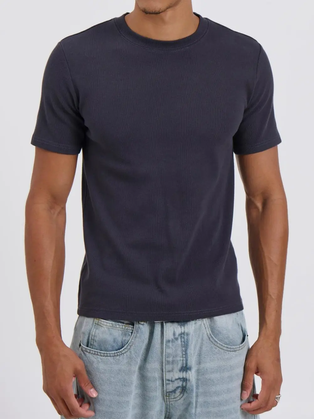 Simple Casual And Daily Silver Dark Grey Tee