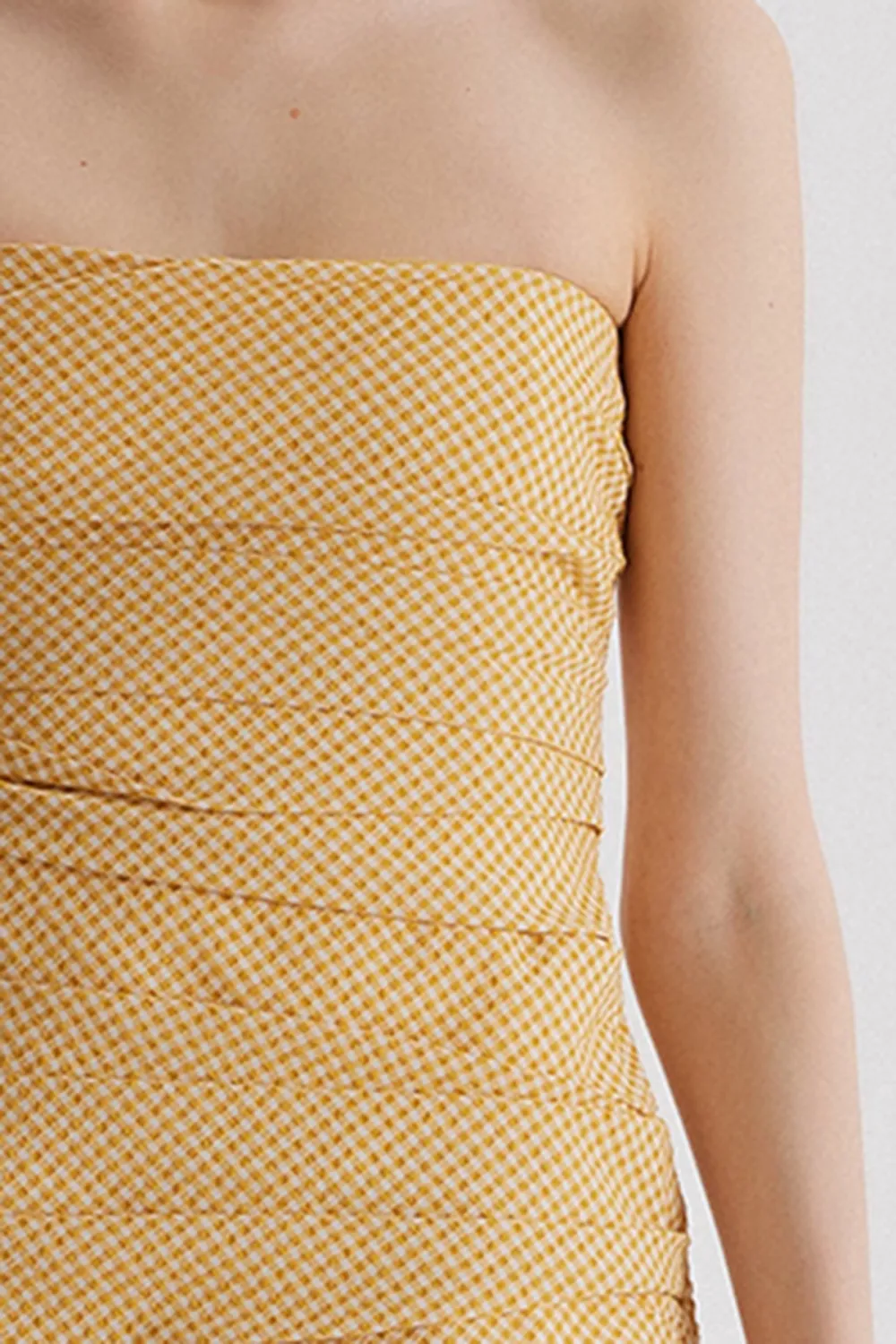 Strapless Mini Dress-Yellow