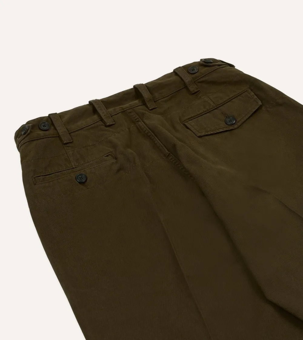 Brown Textured Cotton Flat Front Chino Daily