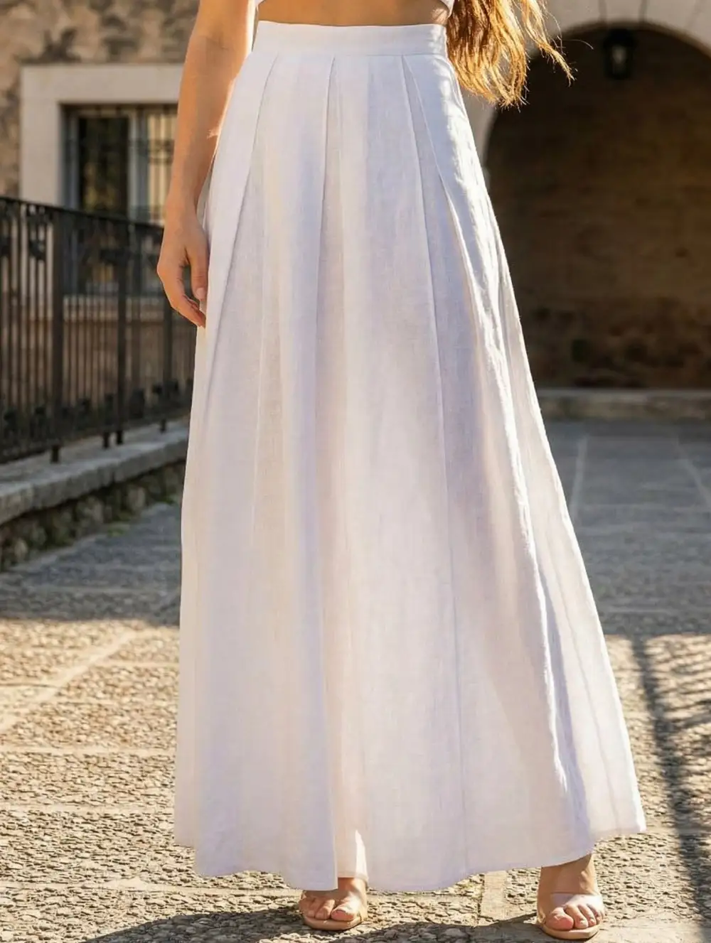 Cotton Linen Mermaid Midi Skirt