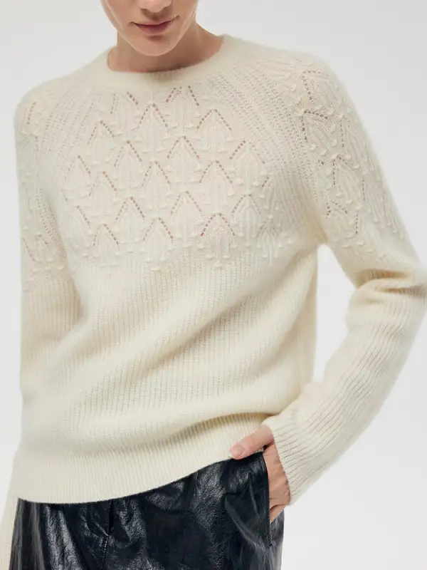 100% Cashmere Openwork Women Sweater