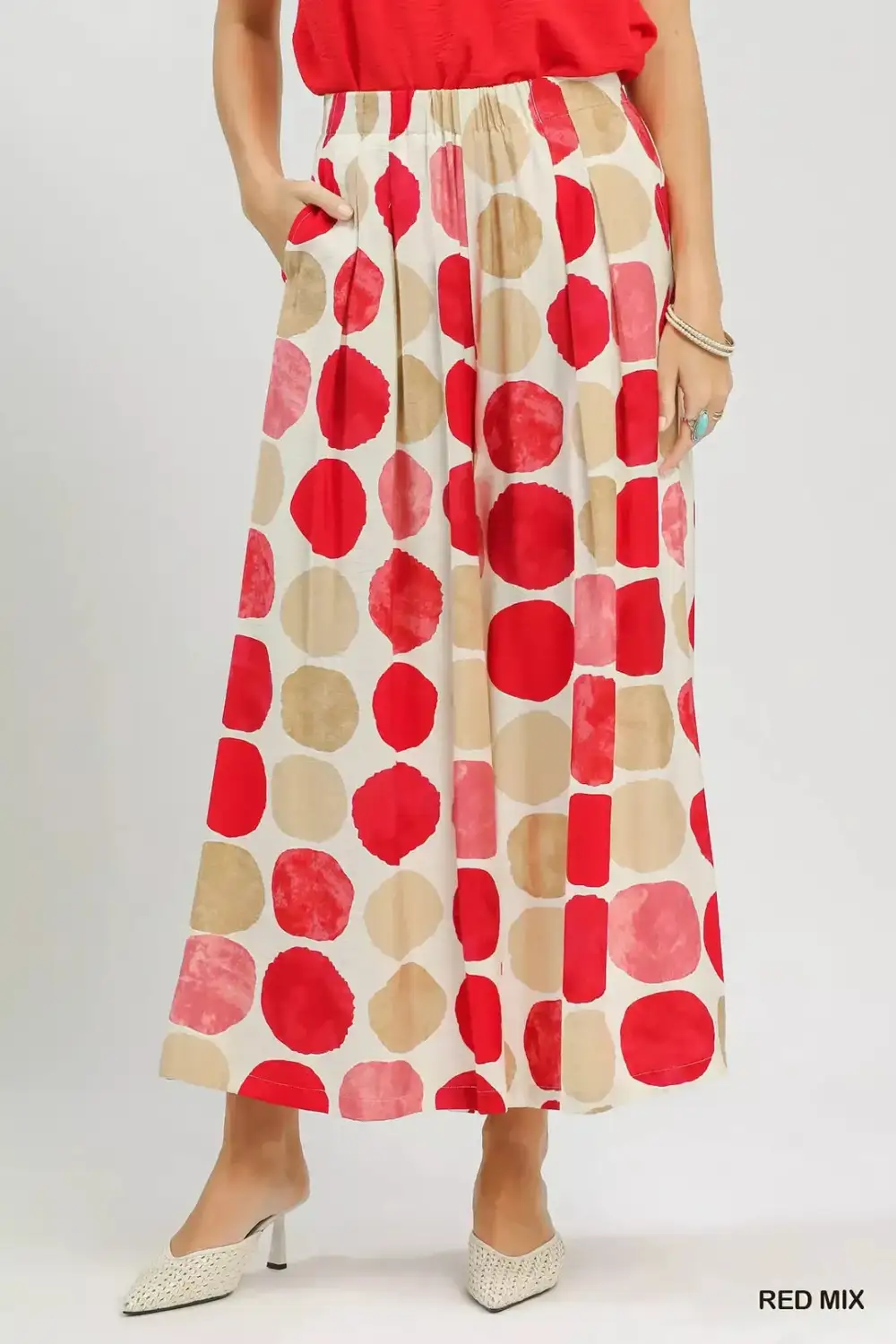 Relaxed Dot Print Wide Leg Pants