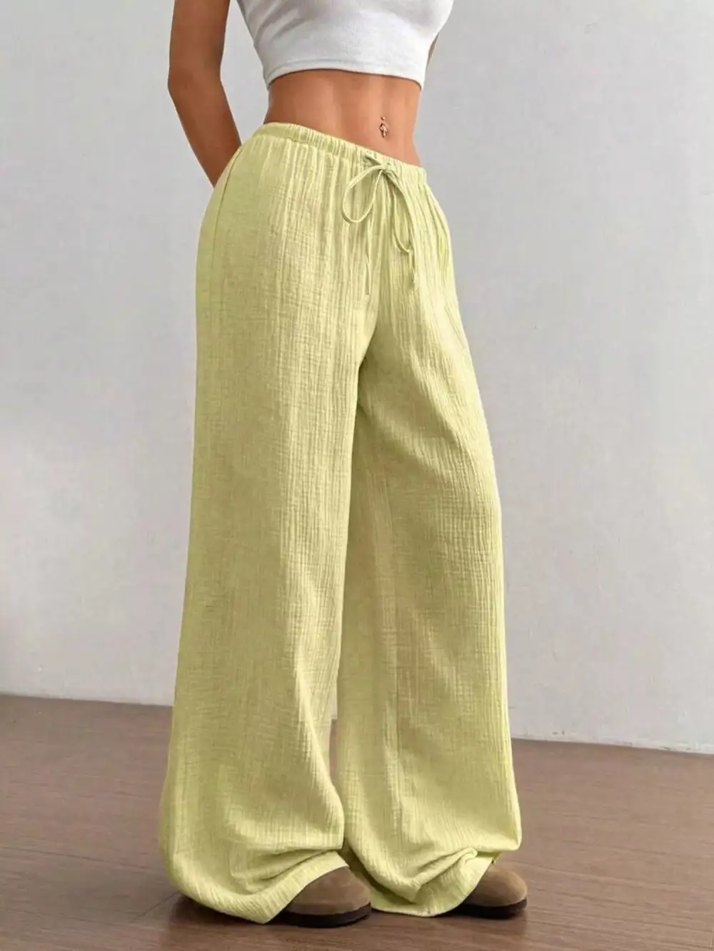 Full Size Drawstring Wide Leg Pants