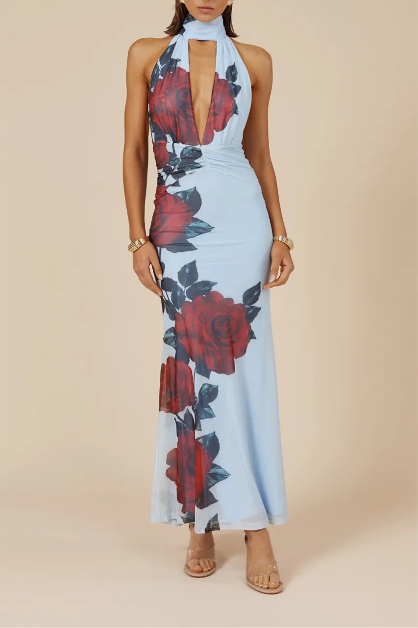 Halter Neck Cutout Maxi Dress