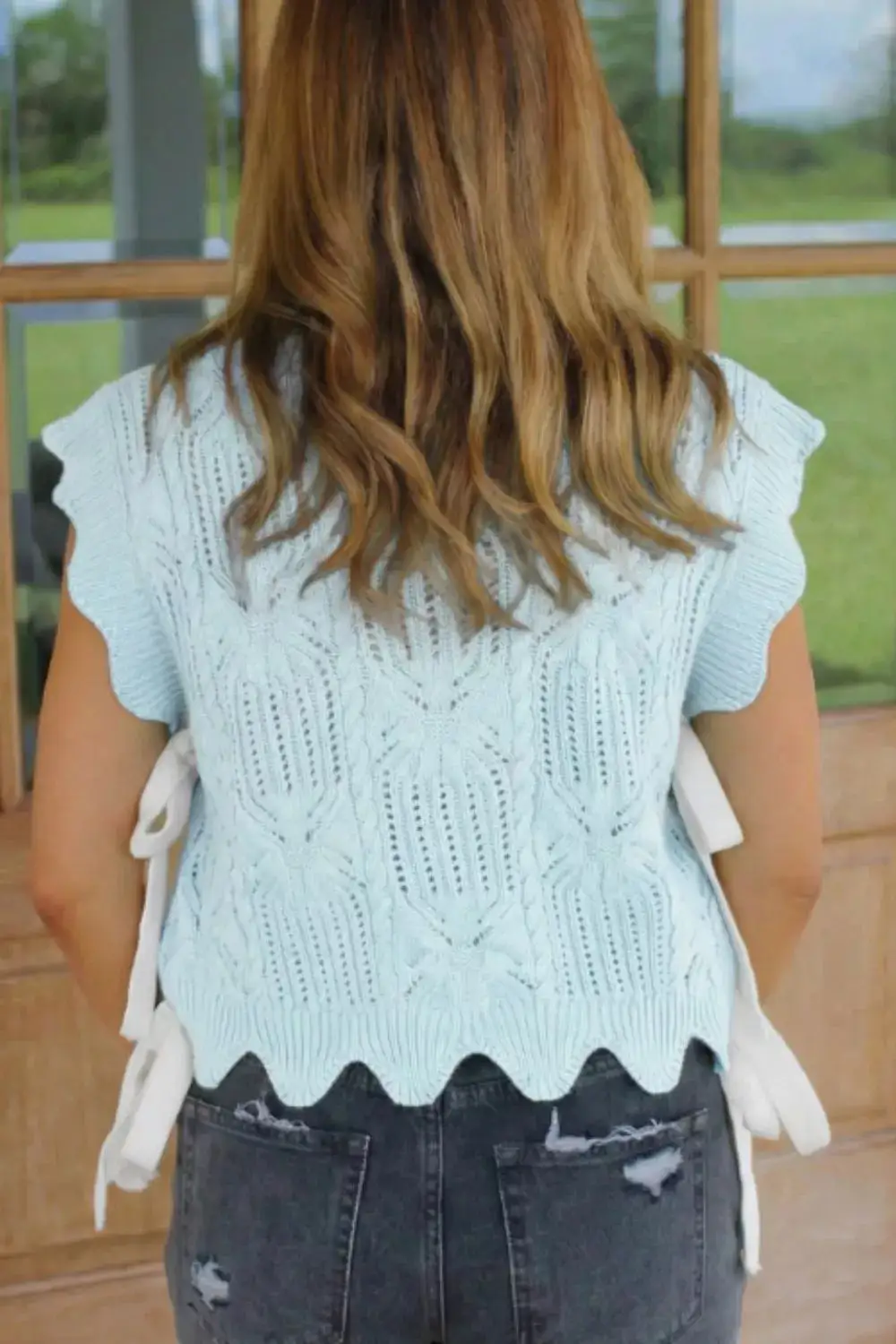 Openwork Side Tie Top
