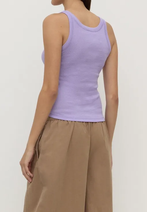 Mauve Ribbed Scoop-Neck Tank