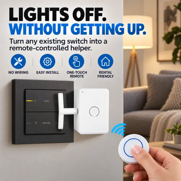 Lazy Light Switch - Wireless Remote Control, No Wiring Needed