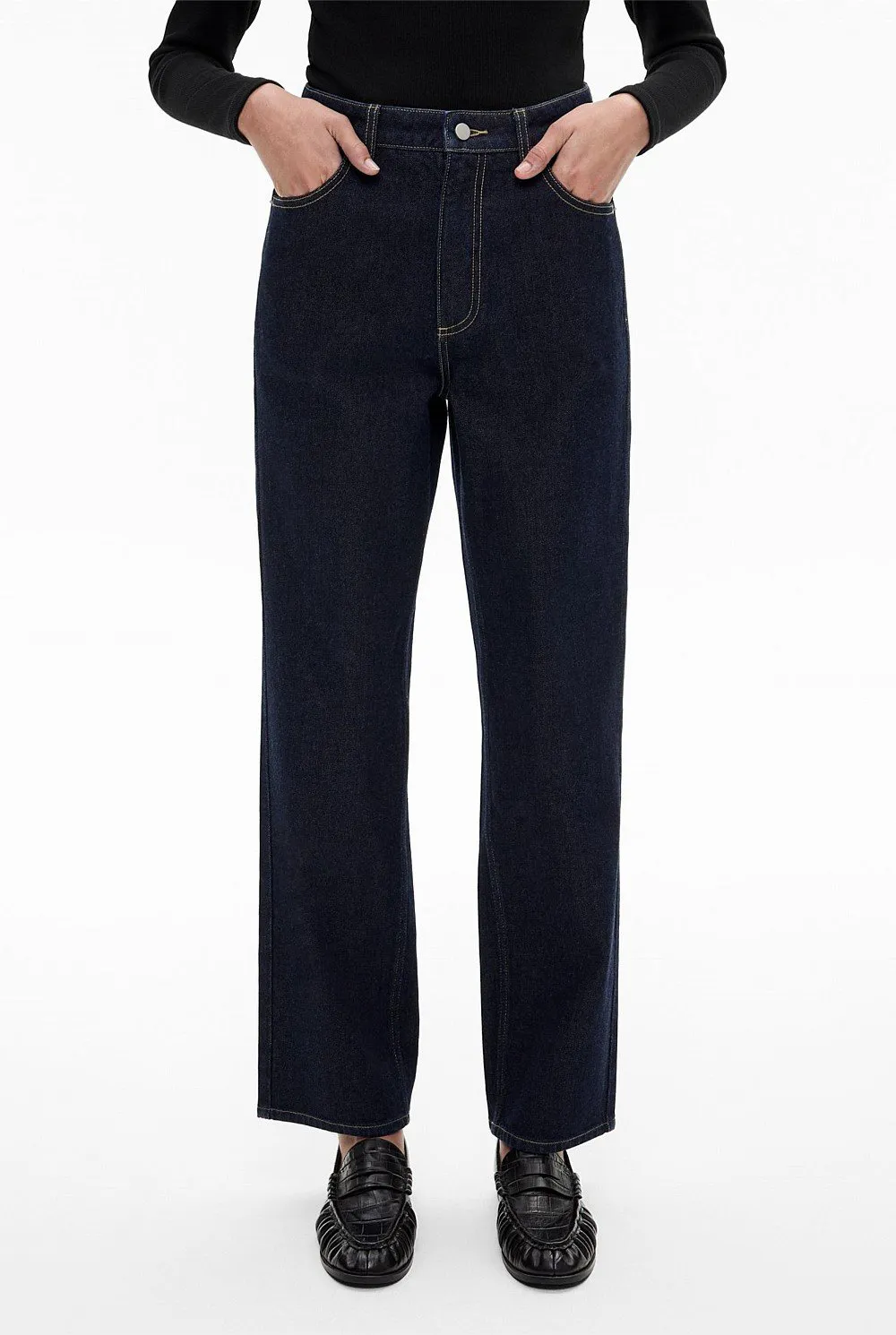 Black Straight-Leg Jeans